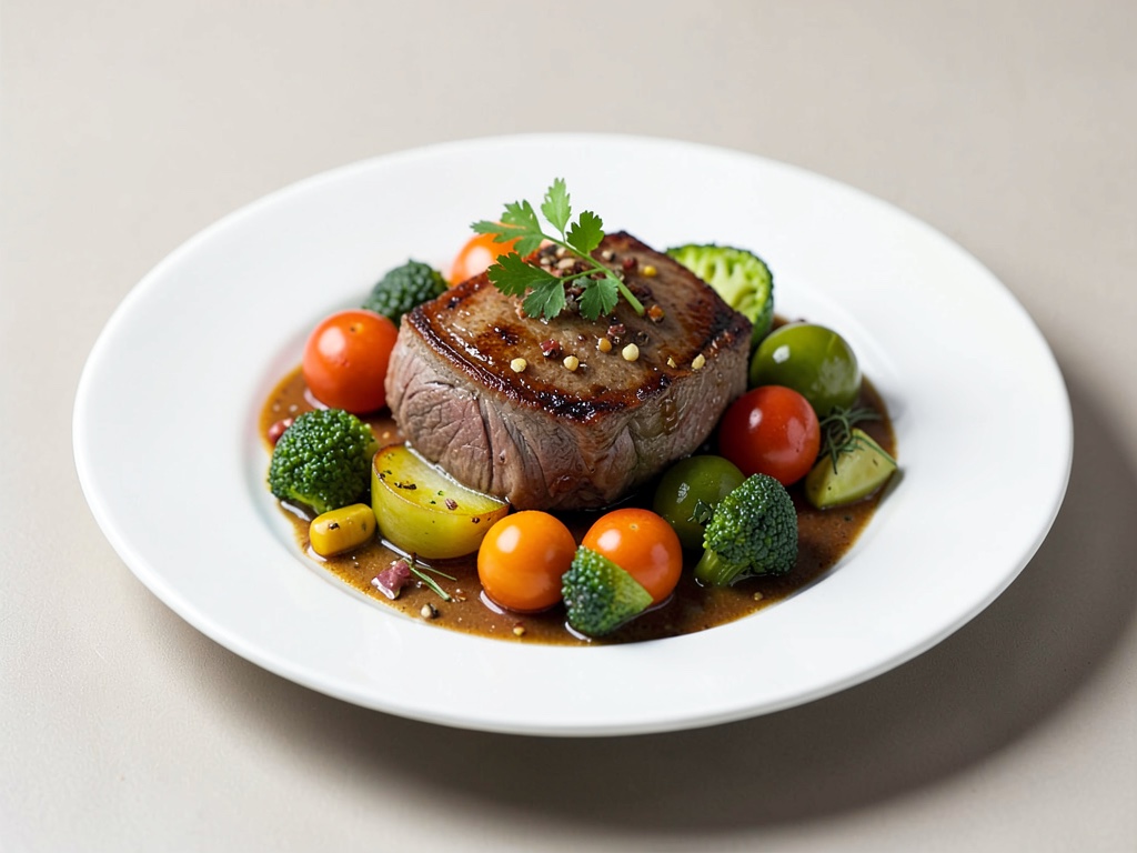 Tenero filetto di cosciotto di agnello con verdure colorate
