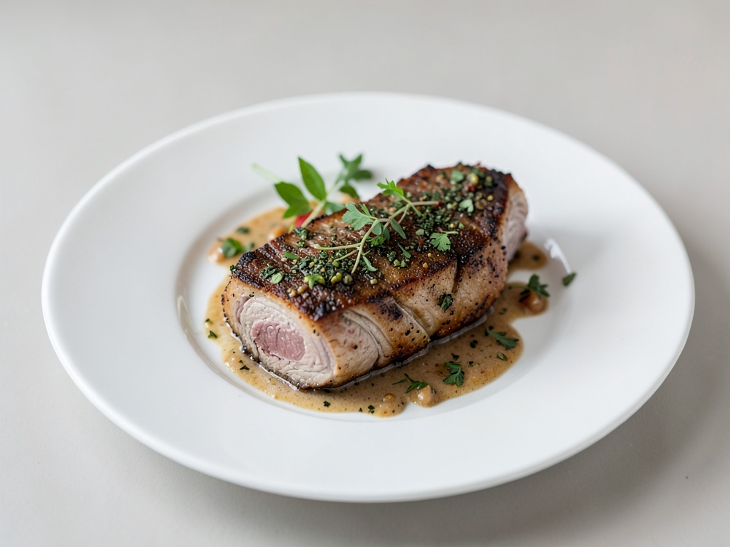 Filetto di cosciotto d'agnello croccante con crosta alle erbe