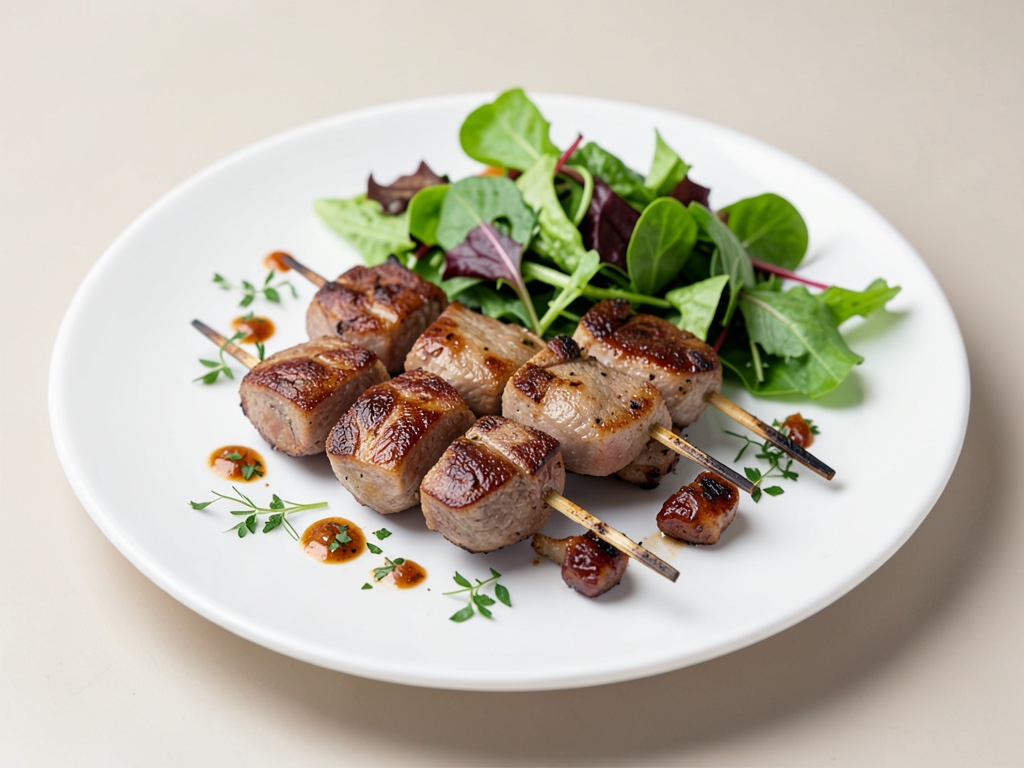 Spiedini di agnello con insalata di verdure fresche