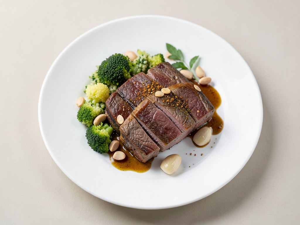 Agnello succoso con riso di cavolfiore speziato e mandorle