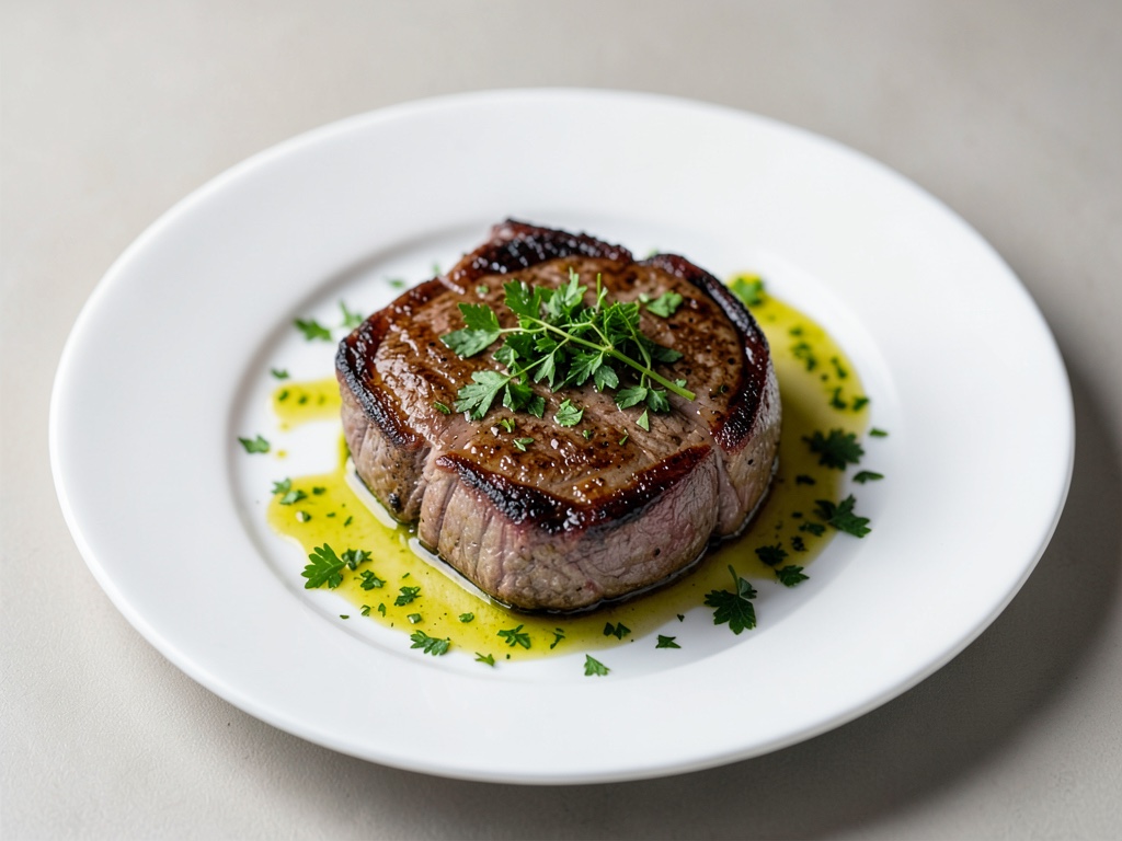 Bistecche di agnello con olio al prezzemolo e timo