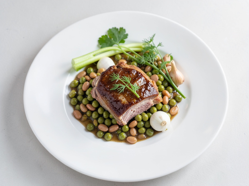 Crema stufato di agnello con piselli e fagioli