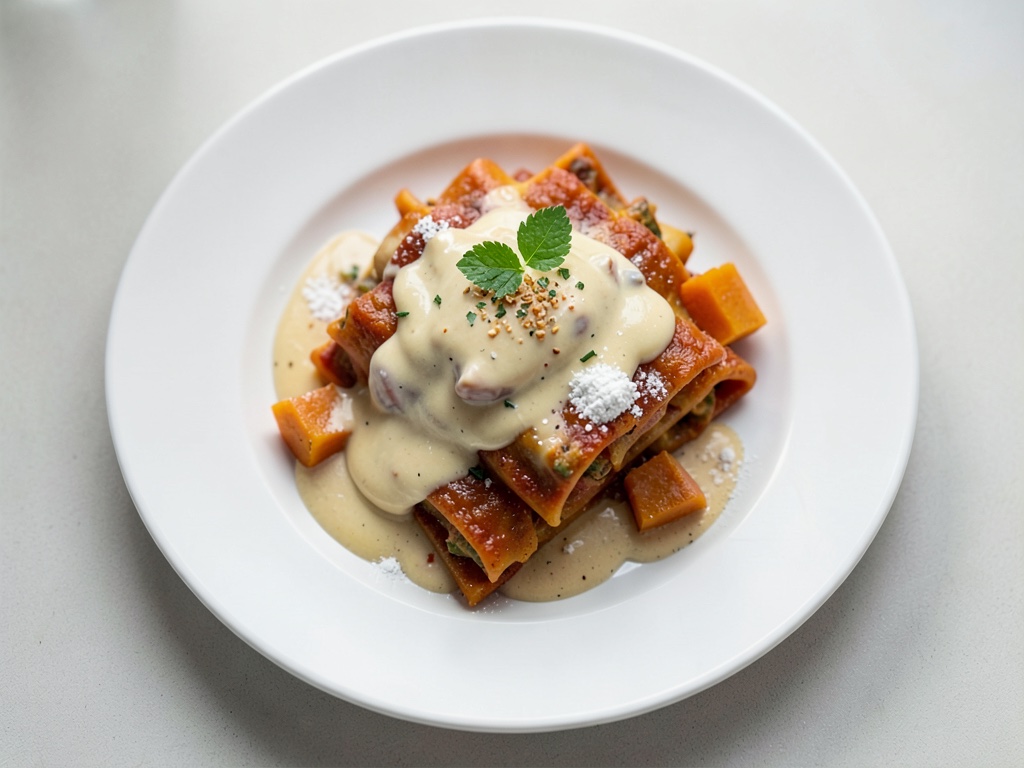 Kürbis-Lasagne mit saurer Sahne
