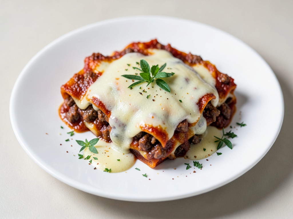 Hausgemachte Lasagne mit Fleischsauce und Bechamel