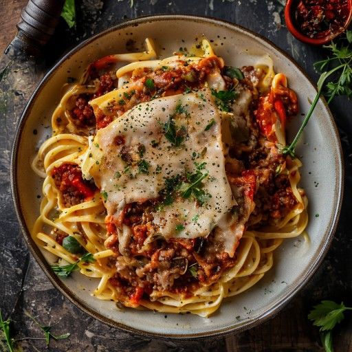 Hausgemachte Lasagne mit würziger Fleischsauce