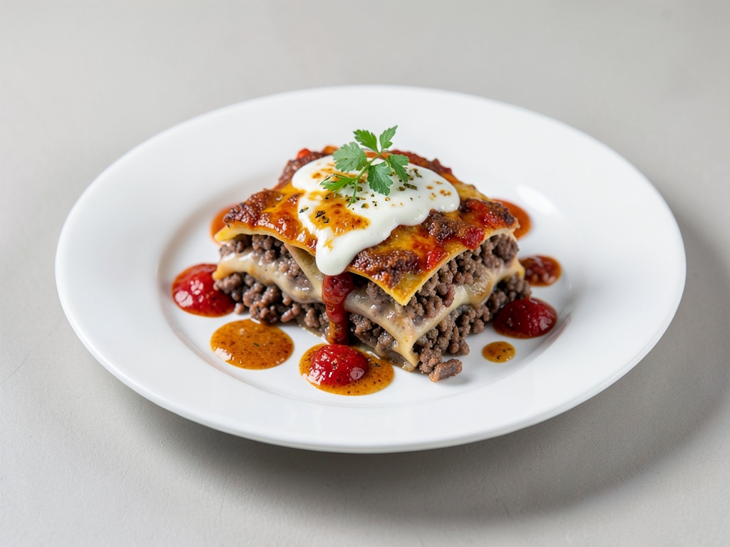 Lammhack-Lasagne mit drei Saucen