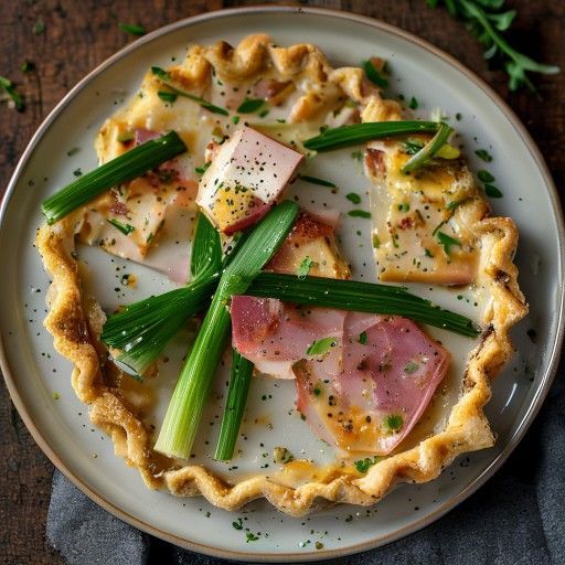 Torta croccante al porro e formaggio con prosciutto