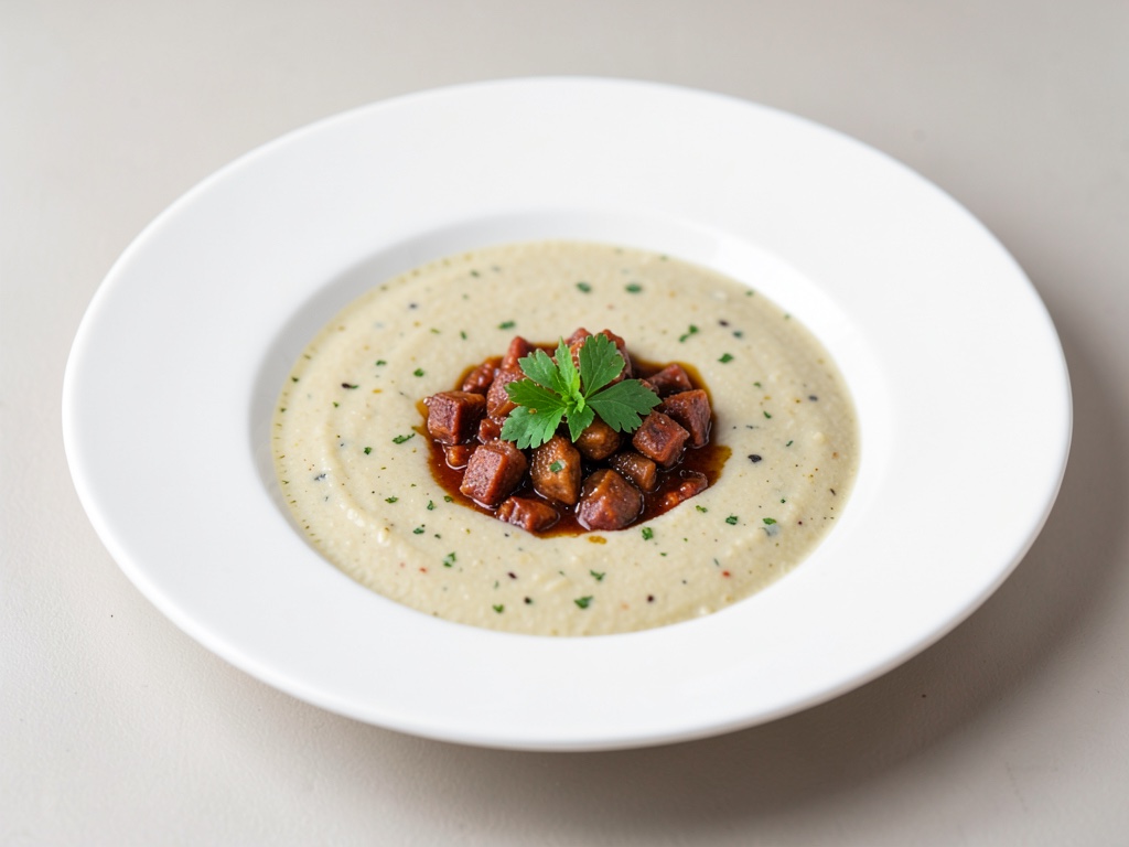 Zuppa cremosa di porro con chorizo piccante