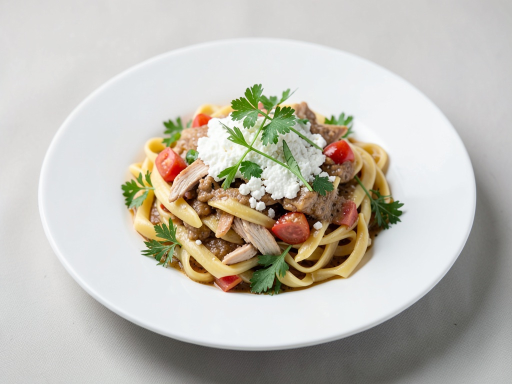 Insalata tiepida di pollo e pasta con ricotta