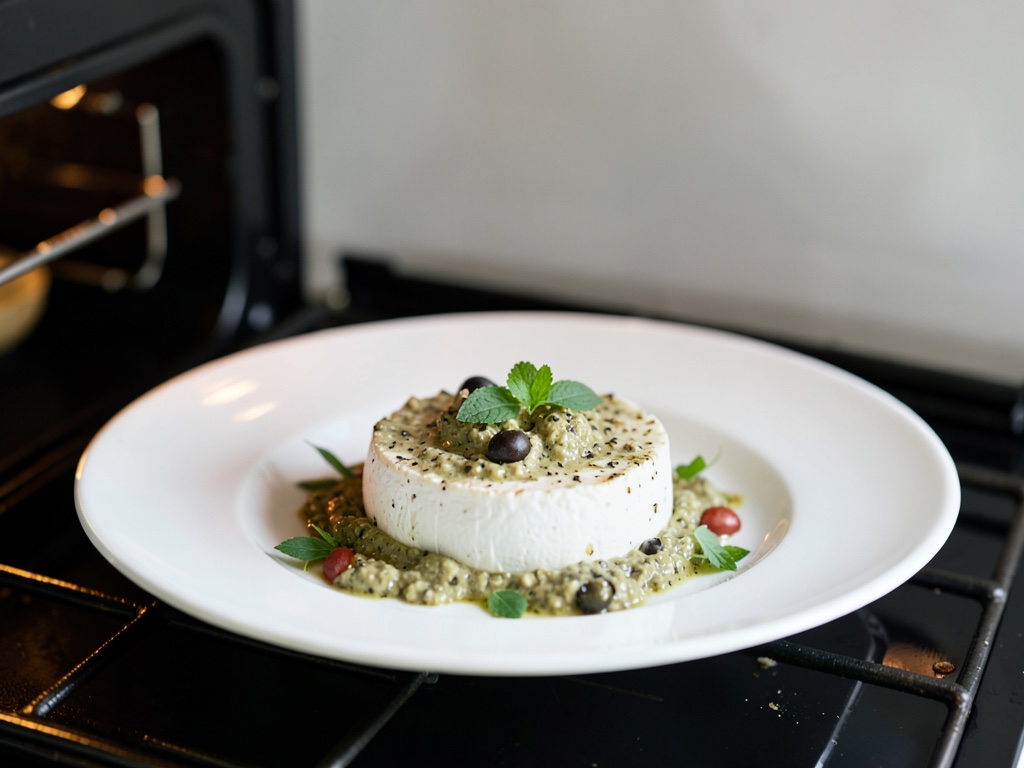 Formaggio di capra con dip alle olive al forno