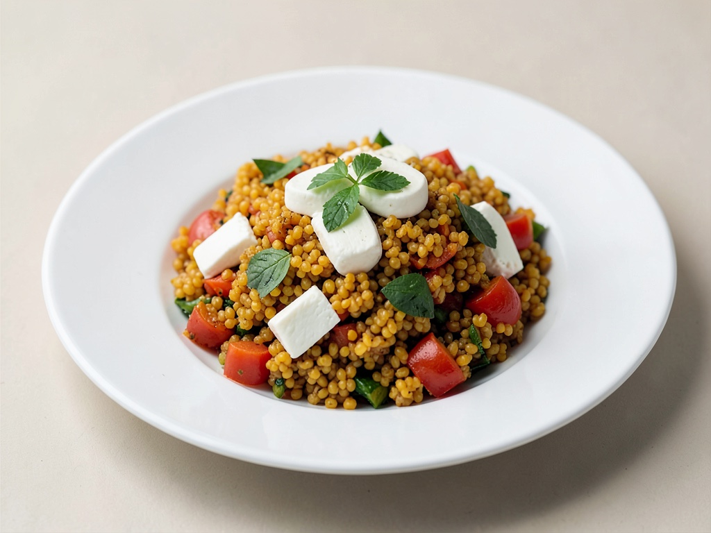 Insalata di bulgur e zucca croccante con mozzarella