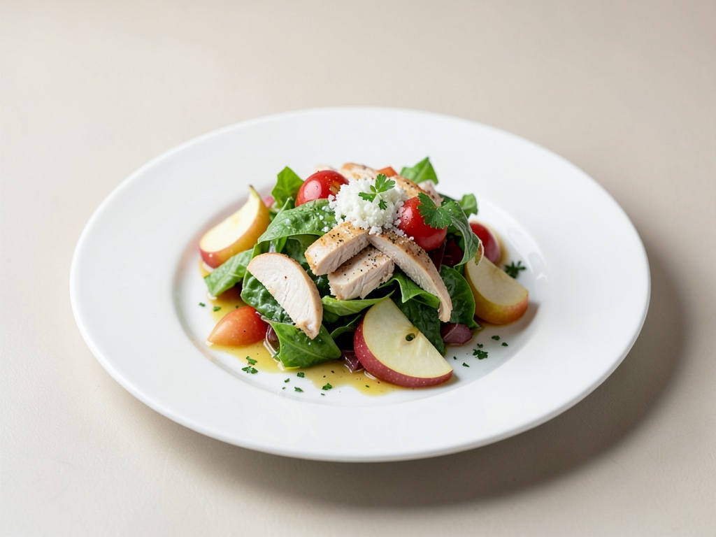 Insalata fresca di pollo con mela e rafano