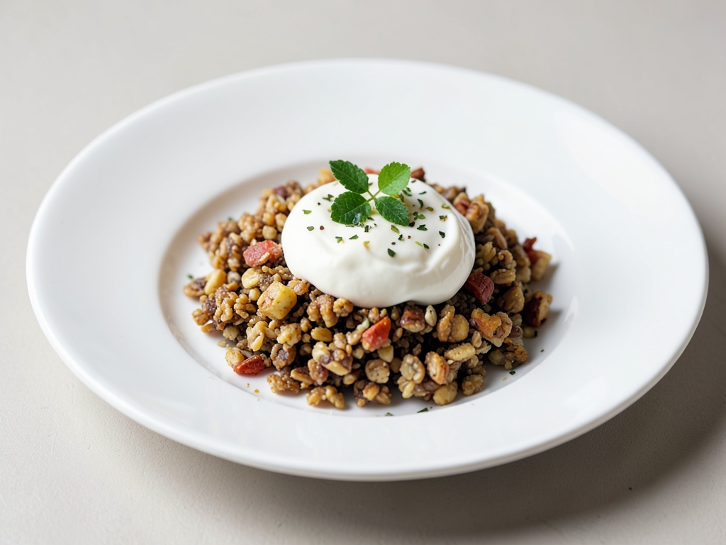 Muesli crujiente de lino con yogur