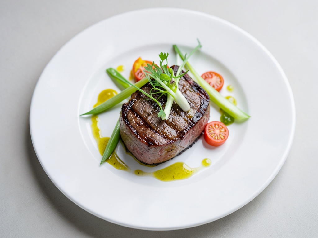 Steak de longe avec oignons de printemps