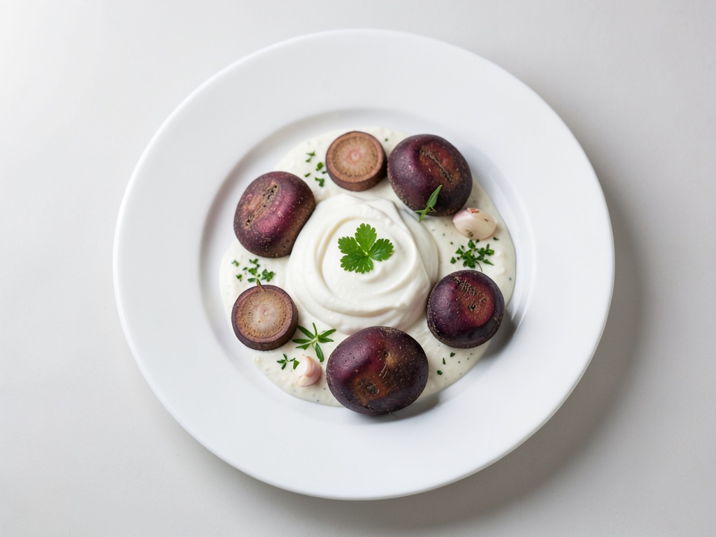 Carote viola con dip allo yogurt all'aglio