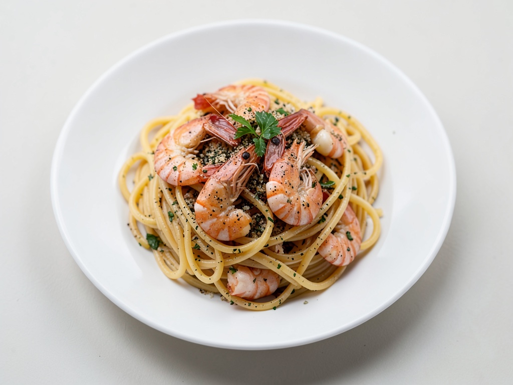 Spaghetti mit Limetten-Dressing und Garnelen