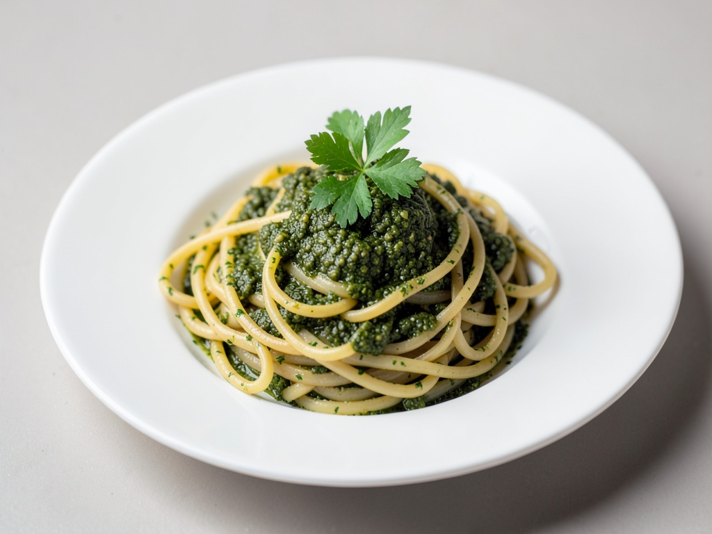 Linguine con pesto verde fresco