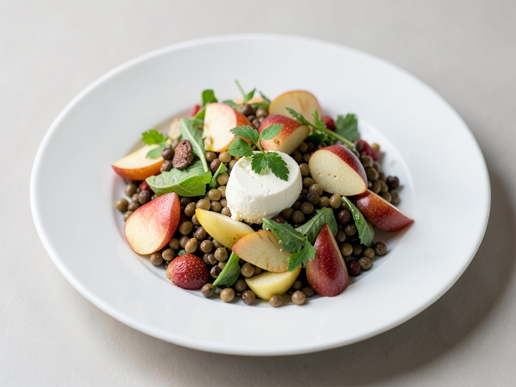 Insalata autunnale con lenticchie, mele e camembert