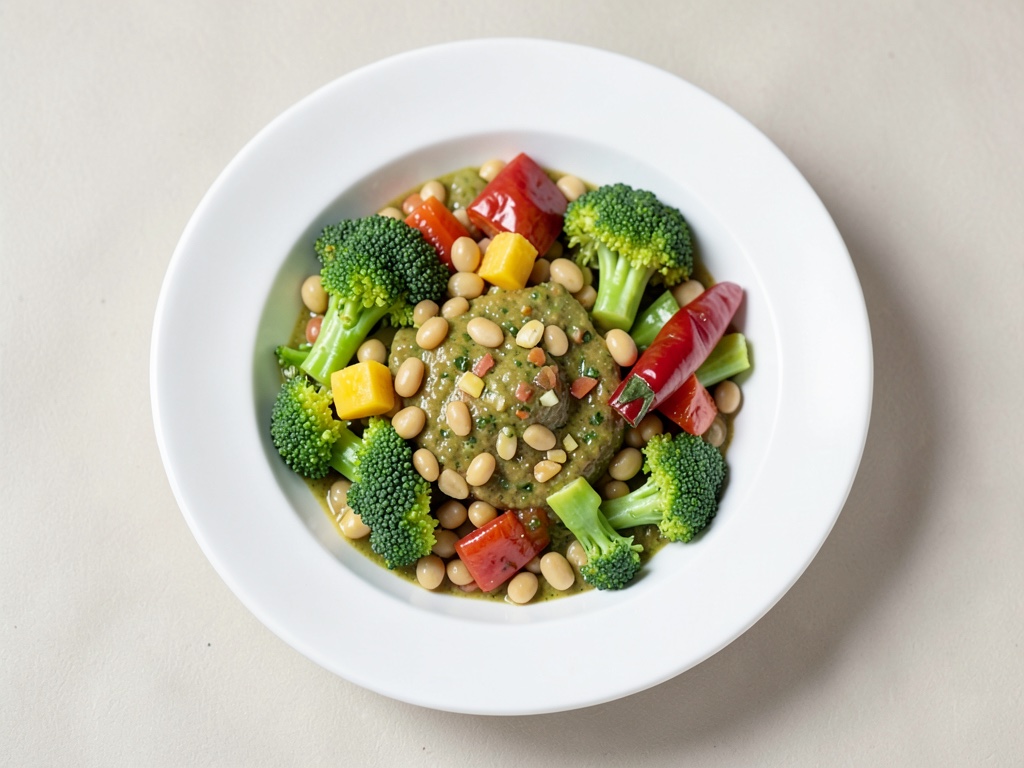 Bowl di lenticchie e verdure con salsa di ananas e sedano