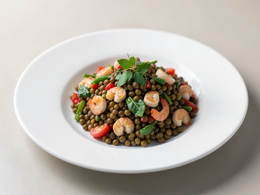 Insalata di lenticchie e gamberi