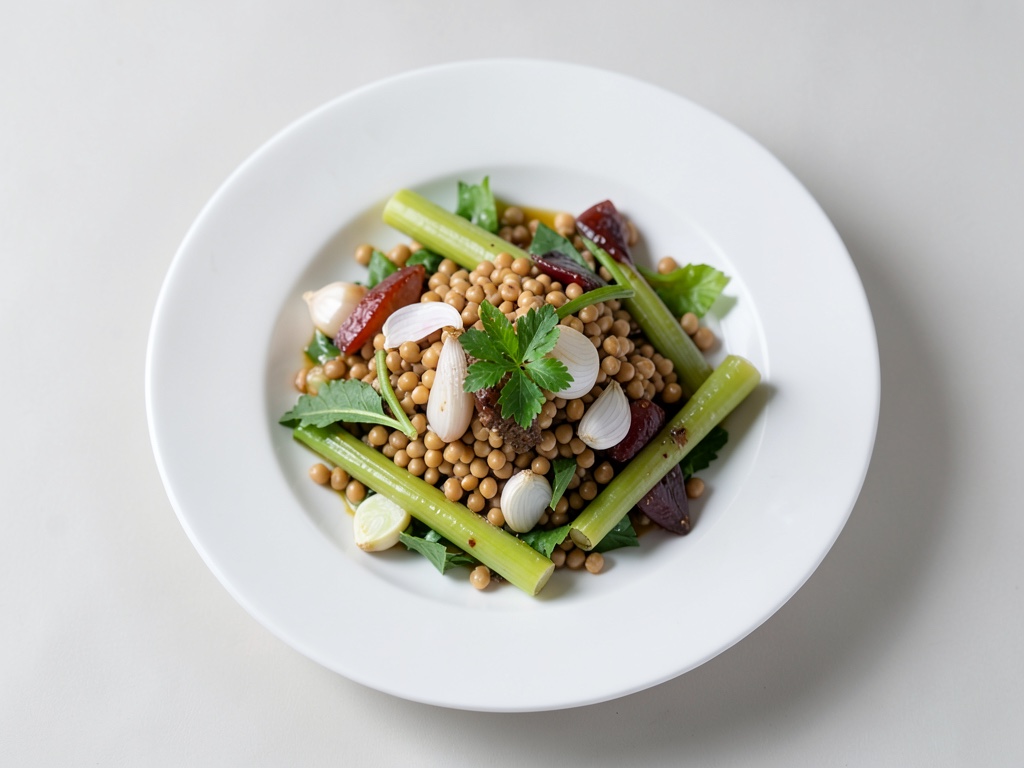 Ensalada fresca de lentejas y espárragos