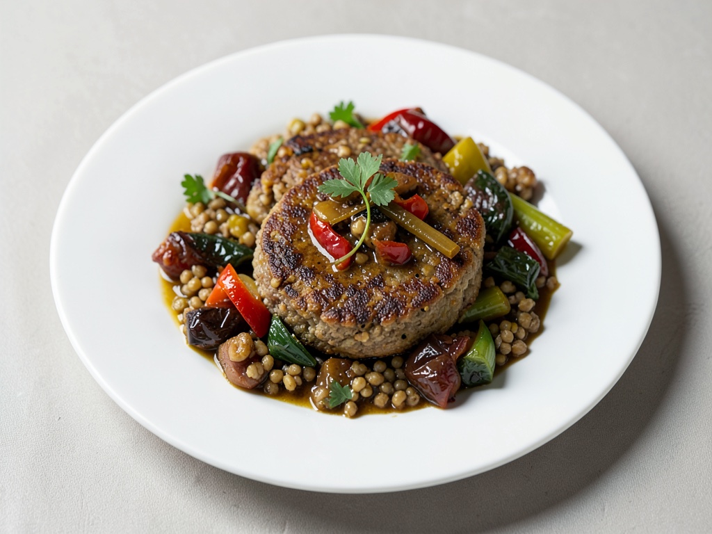 Galette de lentilles croustillantes aux légumes mijotés