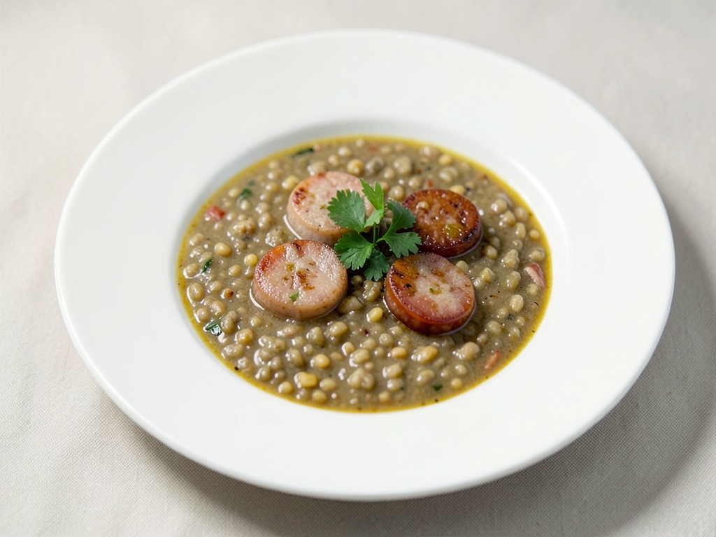 Zuppa di lenticchie salata con salsicce