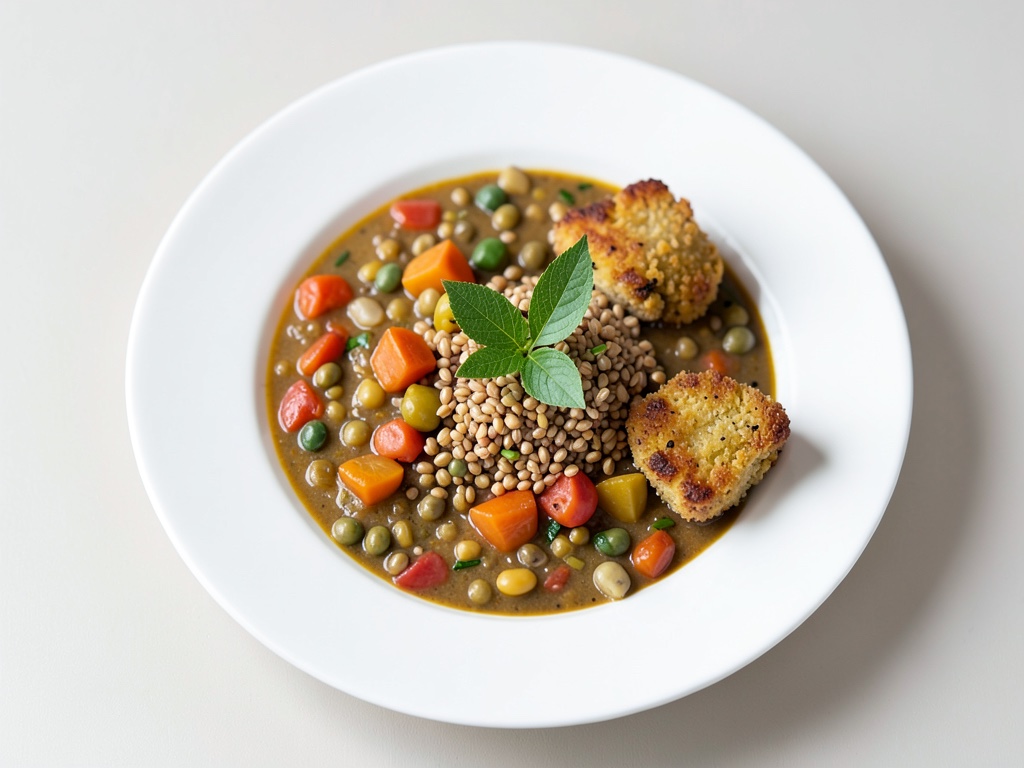 Zupfige Linsensuppe mit knusprigen Pastinaken-Puffer