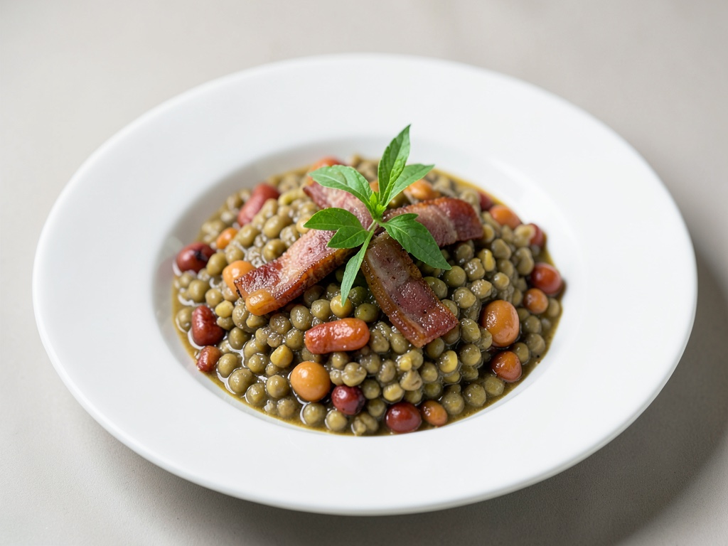 Ragoût de lentilles savoureux au lard et aux marrons