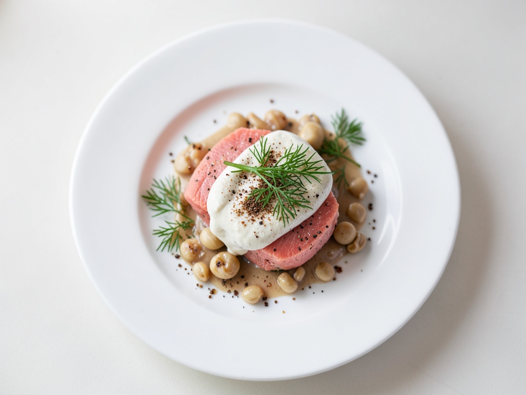 Crocche di lenticchie croccanti con salmone affumicato e yogurt denso