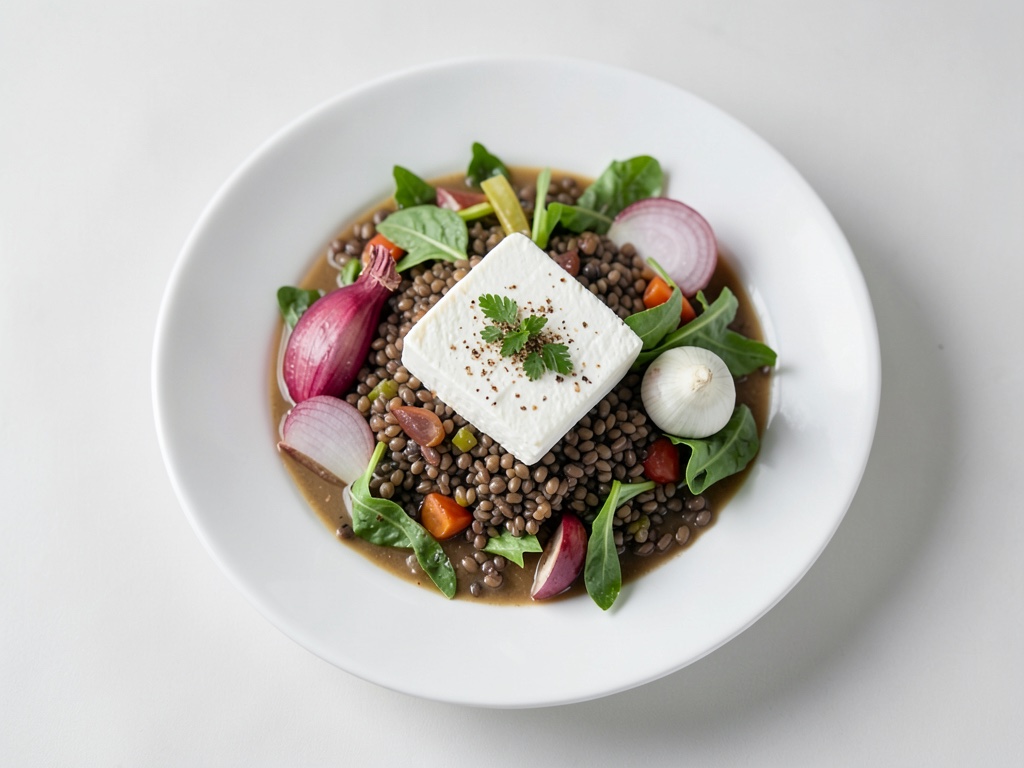 Linsensalat mit knusprigem Feta