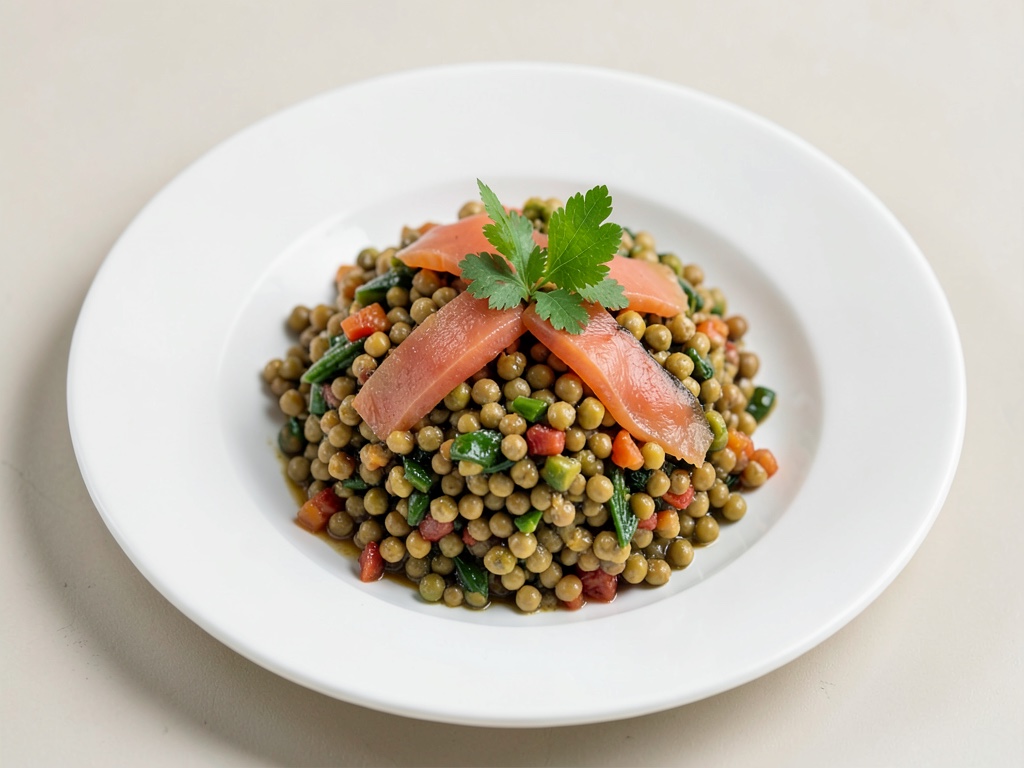 Insalata tiepida di lenticchie con salmone affumicato
