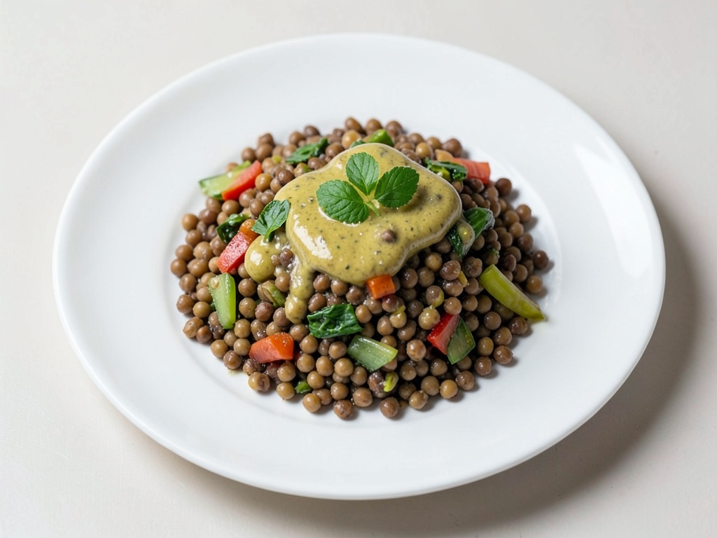 Ensalada de lentejas con aderezo de mostaza