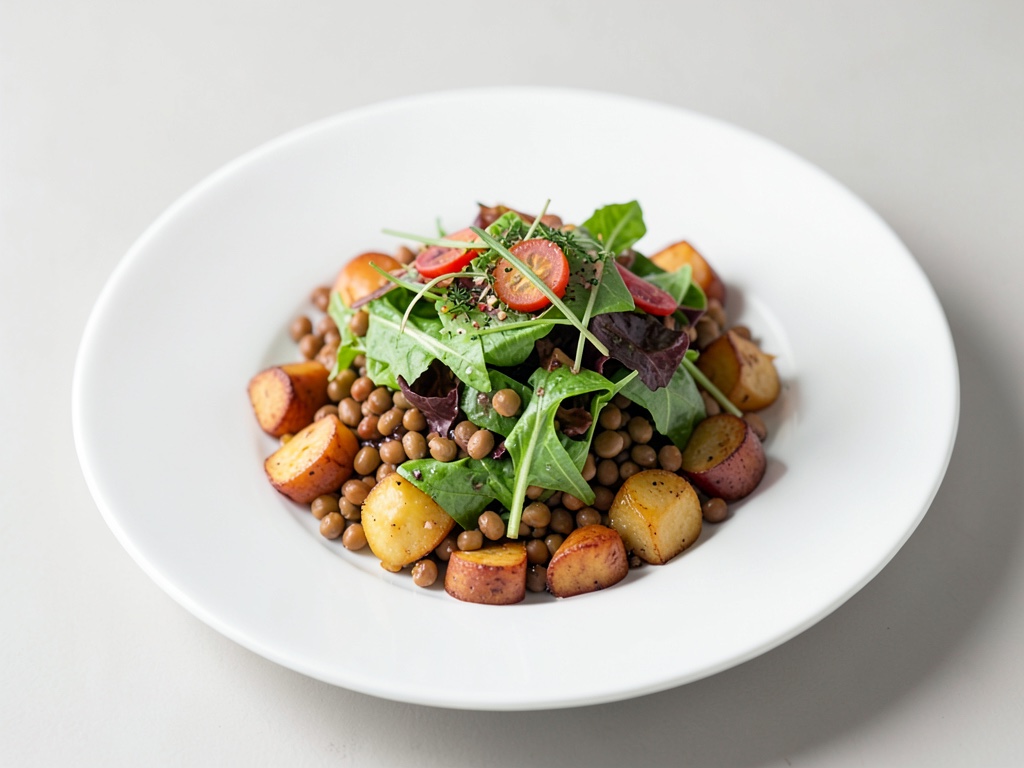 Salade colorée de lentilles et de patates douces