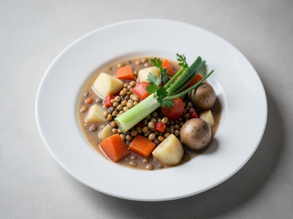 Sopa sabrosa de lentejas, patatas y zanahorias