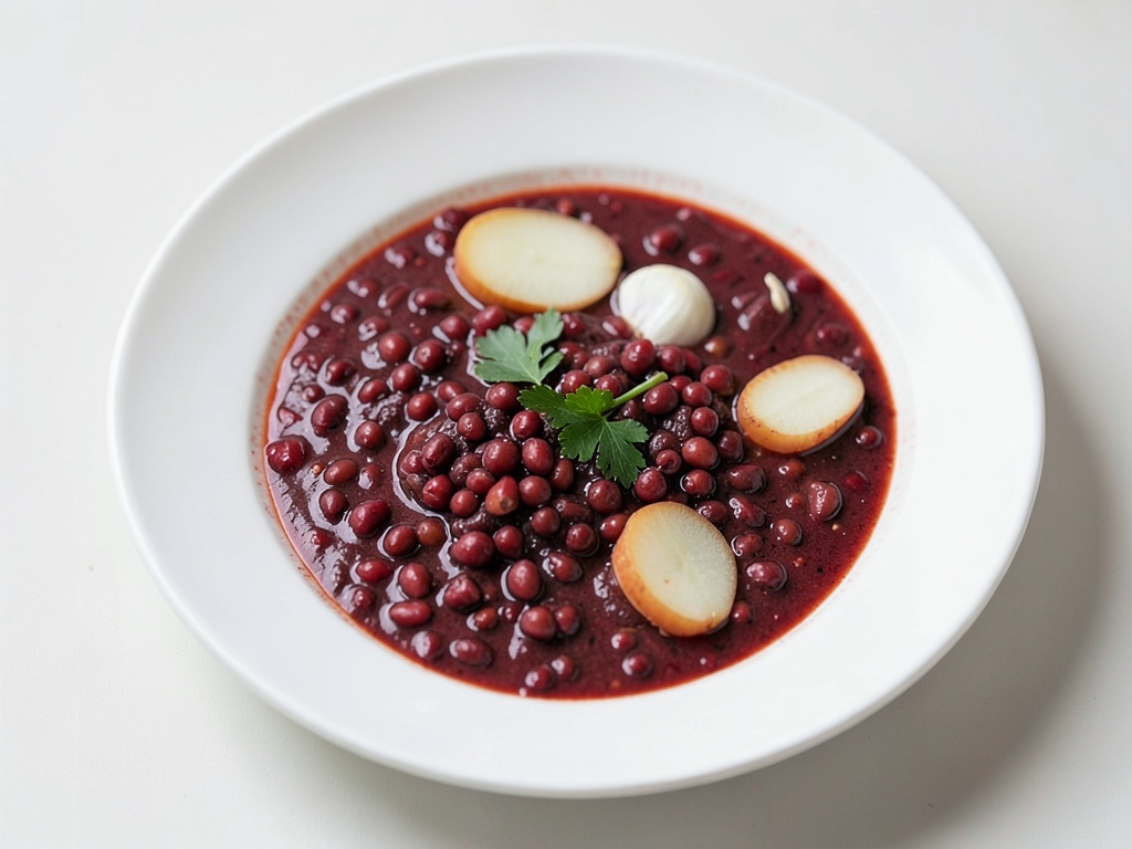 Sopa tibia de lentejas con puerro y limón