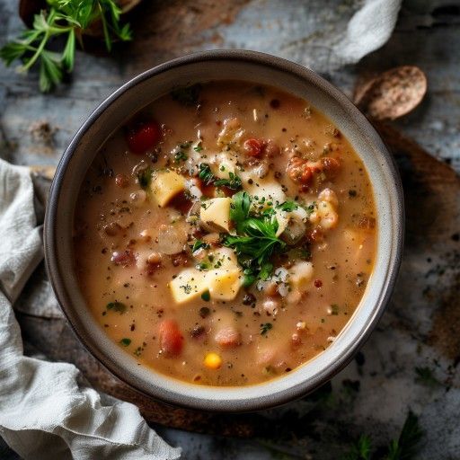 Sopa de lentejas salada con verduras de raíz