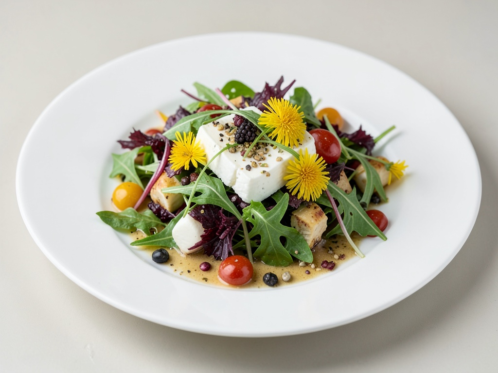 Salade de pissenlit au fromage de chèvre