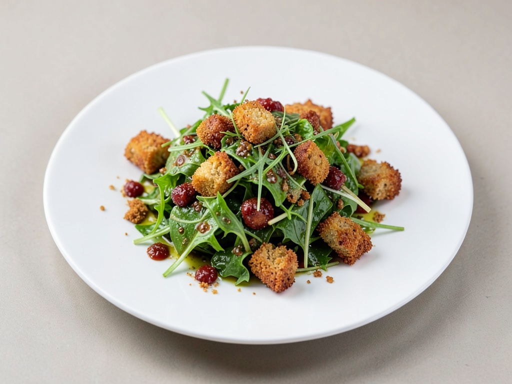 Insalata fresca di dente di leone con croûton croccanti