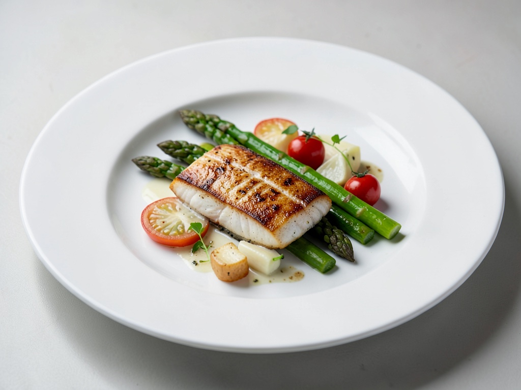 Branzino alla griglia con asparagi
