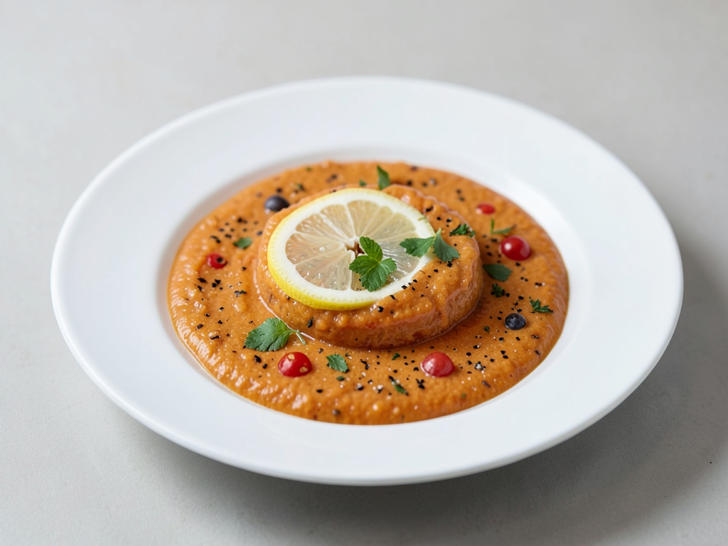 Crema di pomodoro low-carb cremosa con topping al limone
