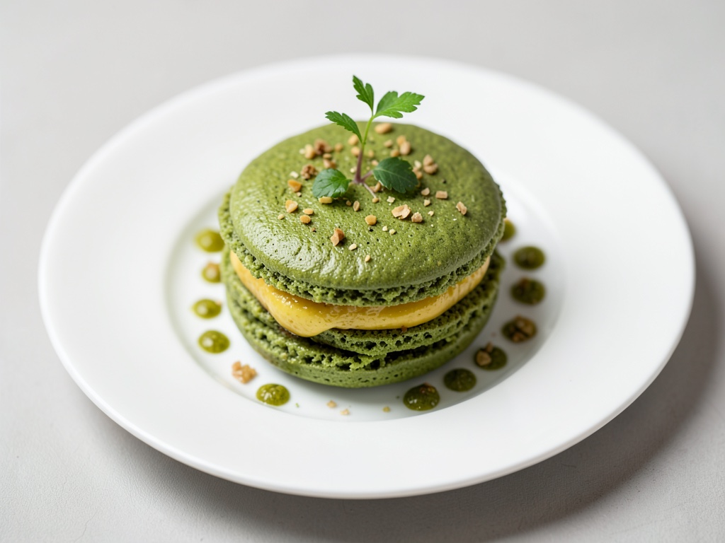 Grüne Macarons mit Bananenfüllung