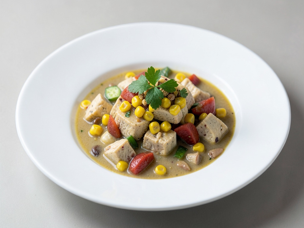 Stufato di tofu e verdure con mais