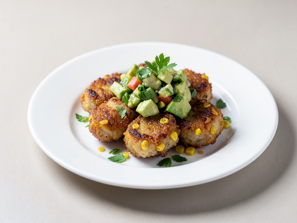 Knusprige Mais-Puffer mit frischer Avocado-Salsa