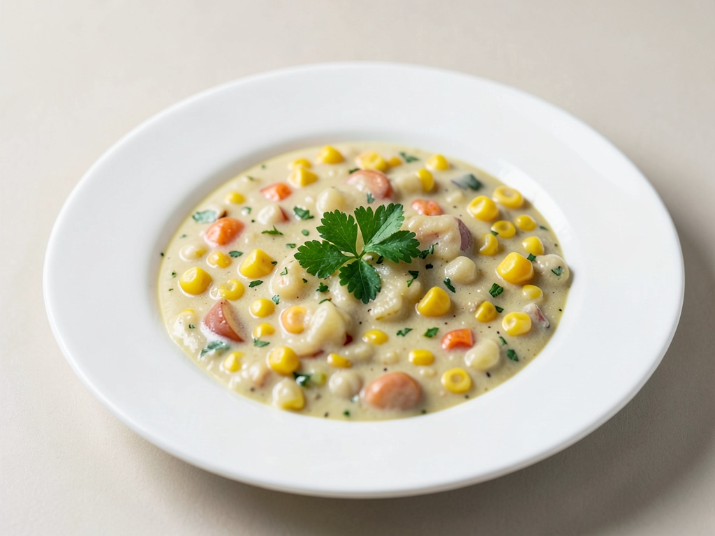 Zuppa cremosa di mais e patate