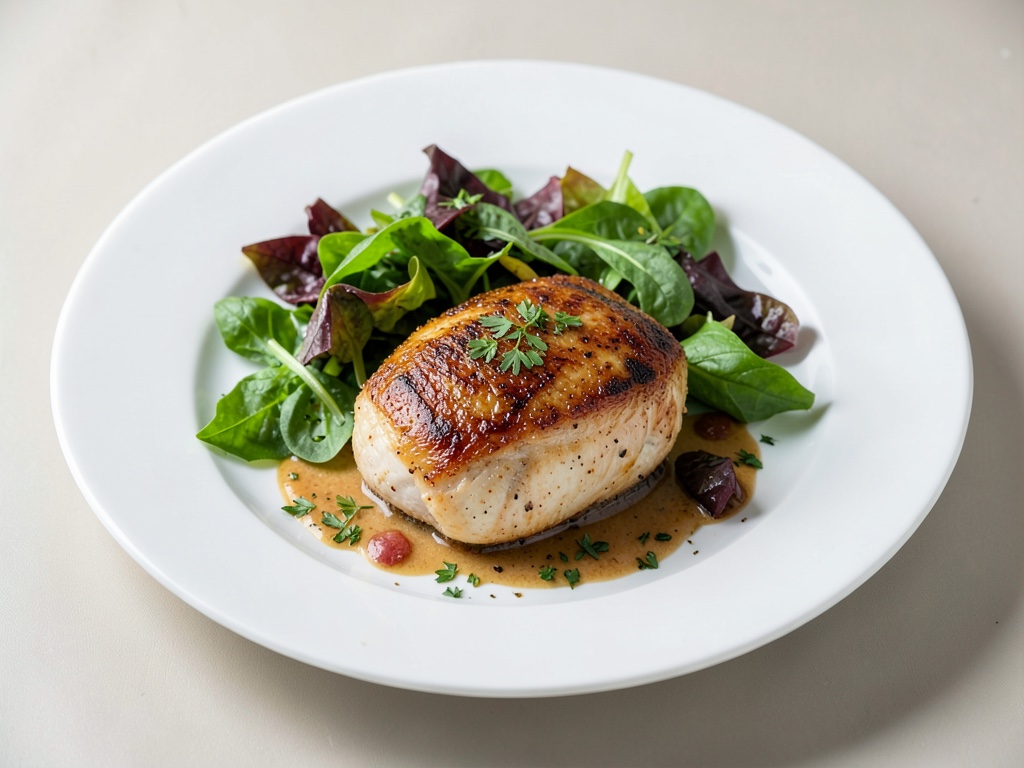 Petto di pollo con insalata di foglie calda