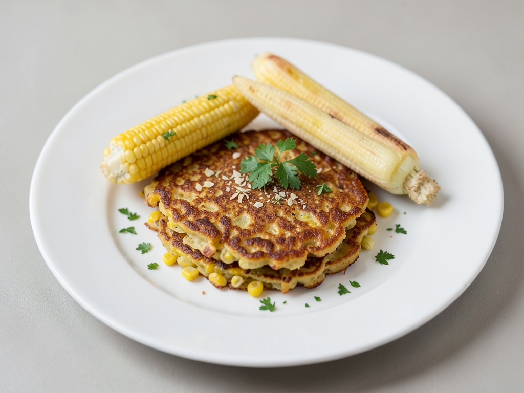 Tortitas de maíz crujientes con mazorcas de maíz cocidas