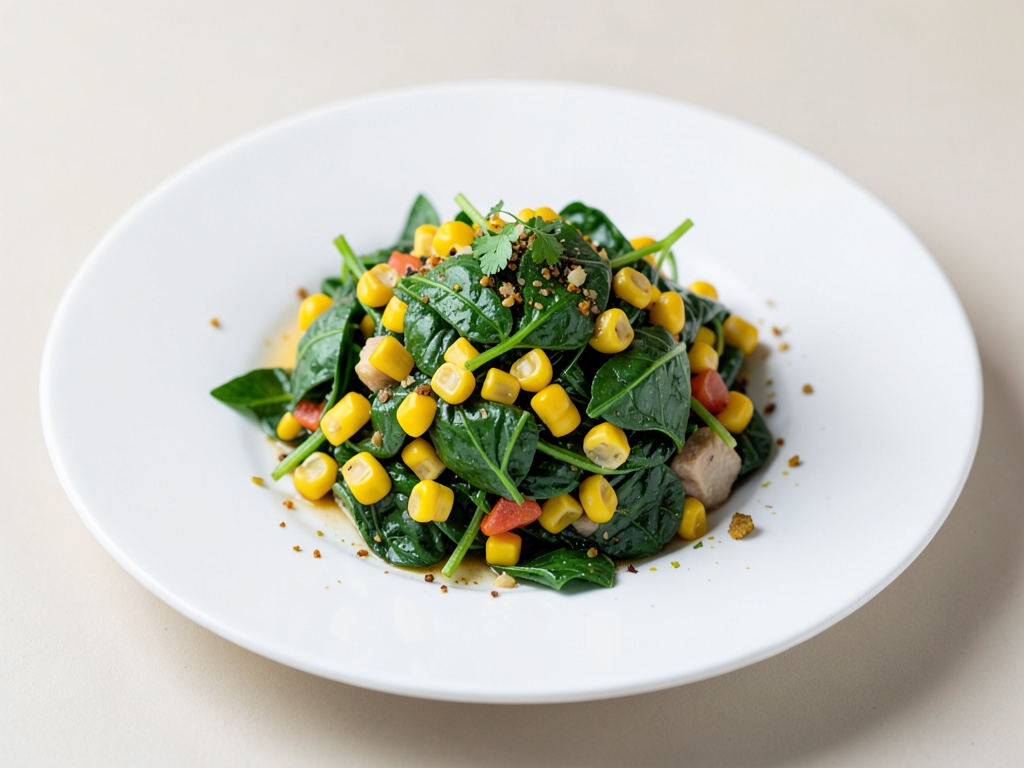 Ensalada fresca de maíz y espinacas