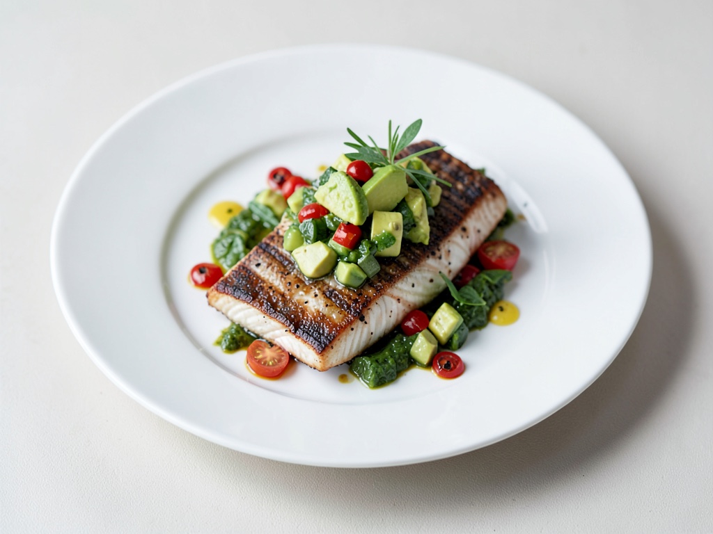 Sgombro alla griglia con salsa di avocado fresco