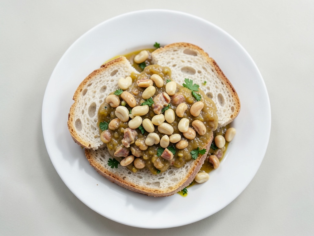 Zuppa cremosa di mandorle e aglio con crostini di pane croccanti